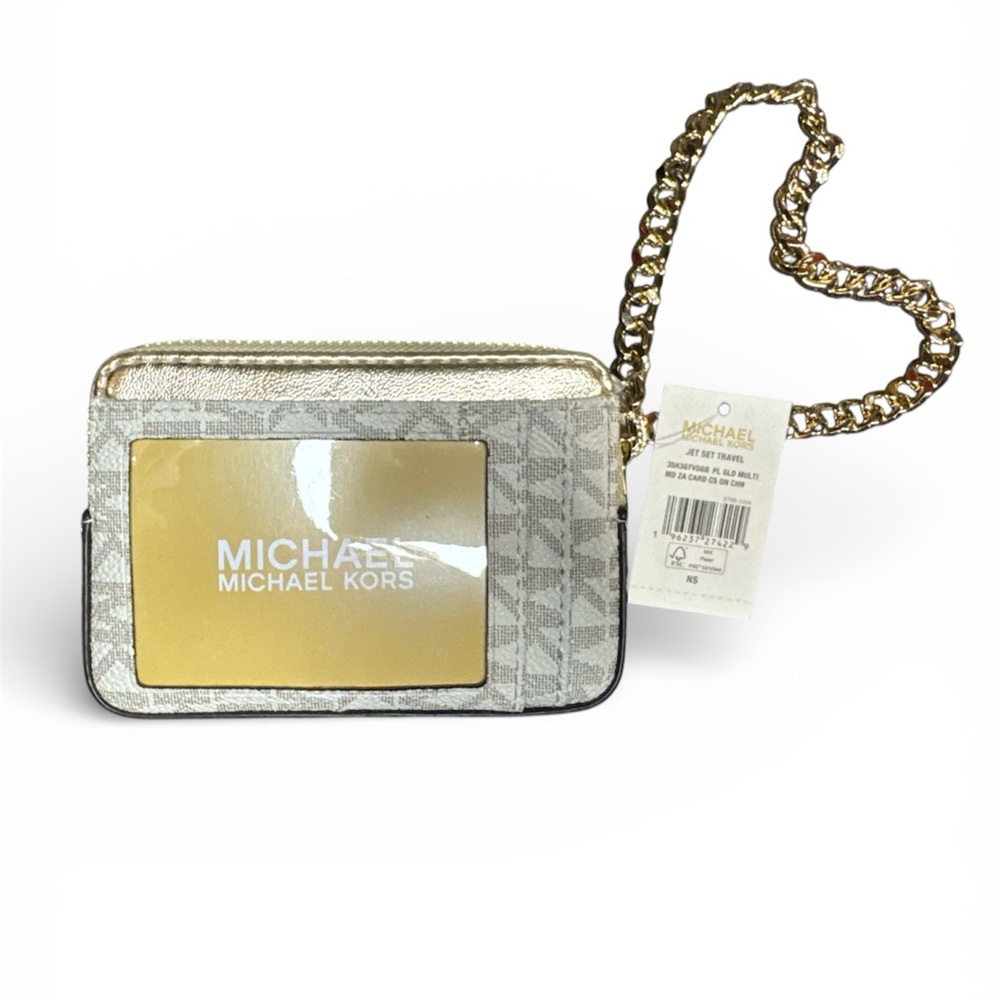 Michael Kors NWT Jet Set Travel Card Case Signature Logo Medium